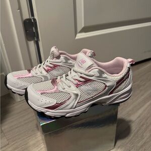 New Balance Pink and White Athletic Shoes